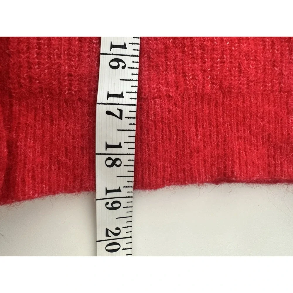 GANNI Cropped Cardigan Sweater Women's Small Red Wool‎ Alpaca Blend Button Front
